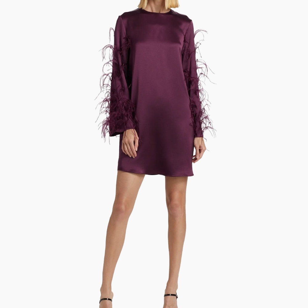 Feather Satin Shift Minidress